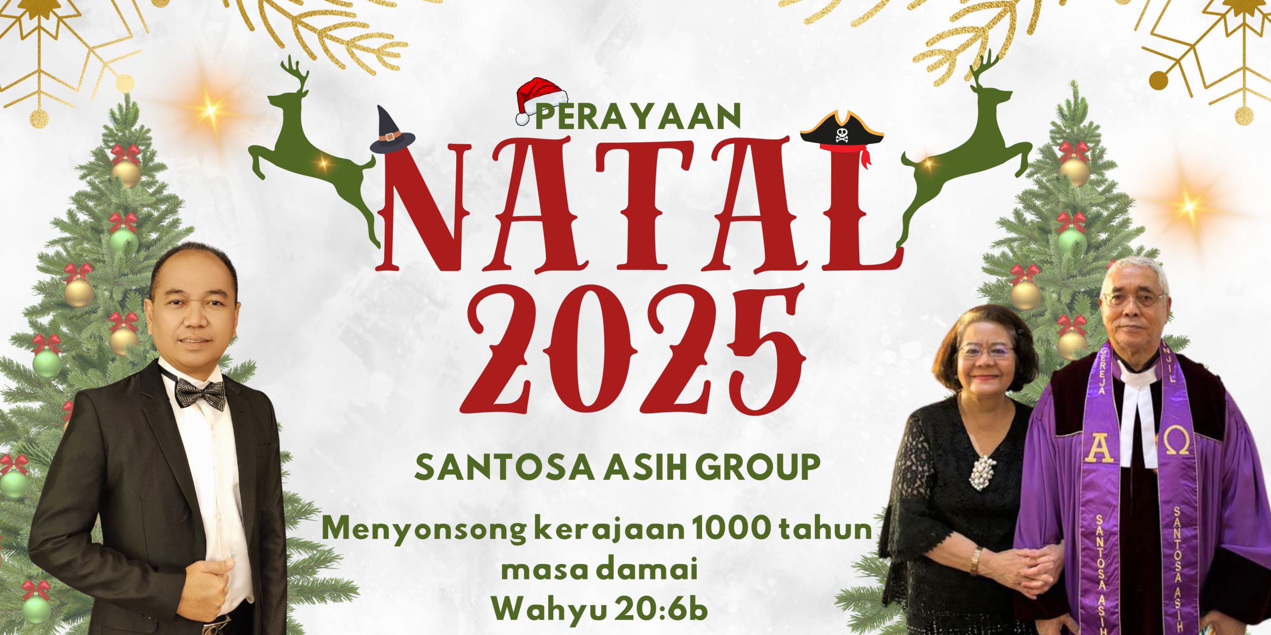 Putih Hijau Modern Meriah Ucapan Selamat Hari Natal 2026 Banner Horizontal